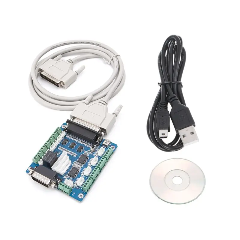 Плата Интерфейс адаптер для шагового двигателя+ USB DB25 Кабель 5 оси ЧПУ Breakout