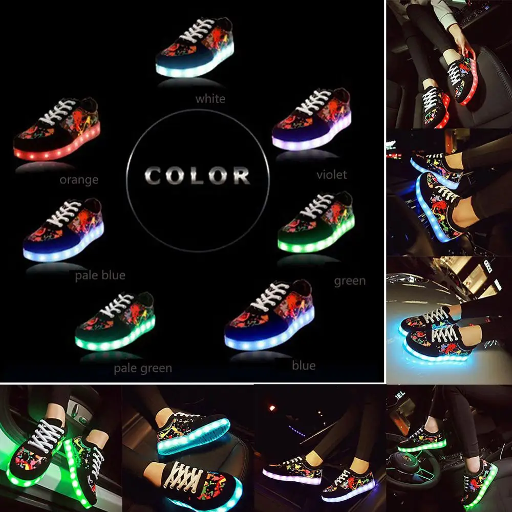 

Unisex Men's LED Flashlight Low Cut USB Rechargeable Luminous Sneakers