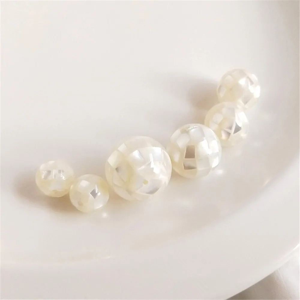 Natural white disc pearl shell round ball piece paste earth bead diy bracelet loose bead head jewelry with bead material personalized letter name pearl shell beaded choker necklace for women custom initial alphabet polymer clay bead necklace jewelry