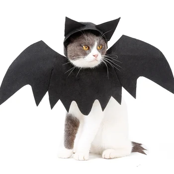 

Halloween Pet Dog Costumes Bat Wings With Hat Black Bat Wings Cap Fancy Dress Up Pet Dog Cat Halloween Costume Cosplay Props