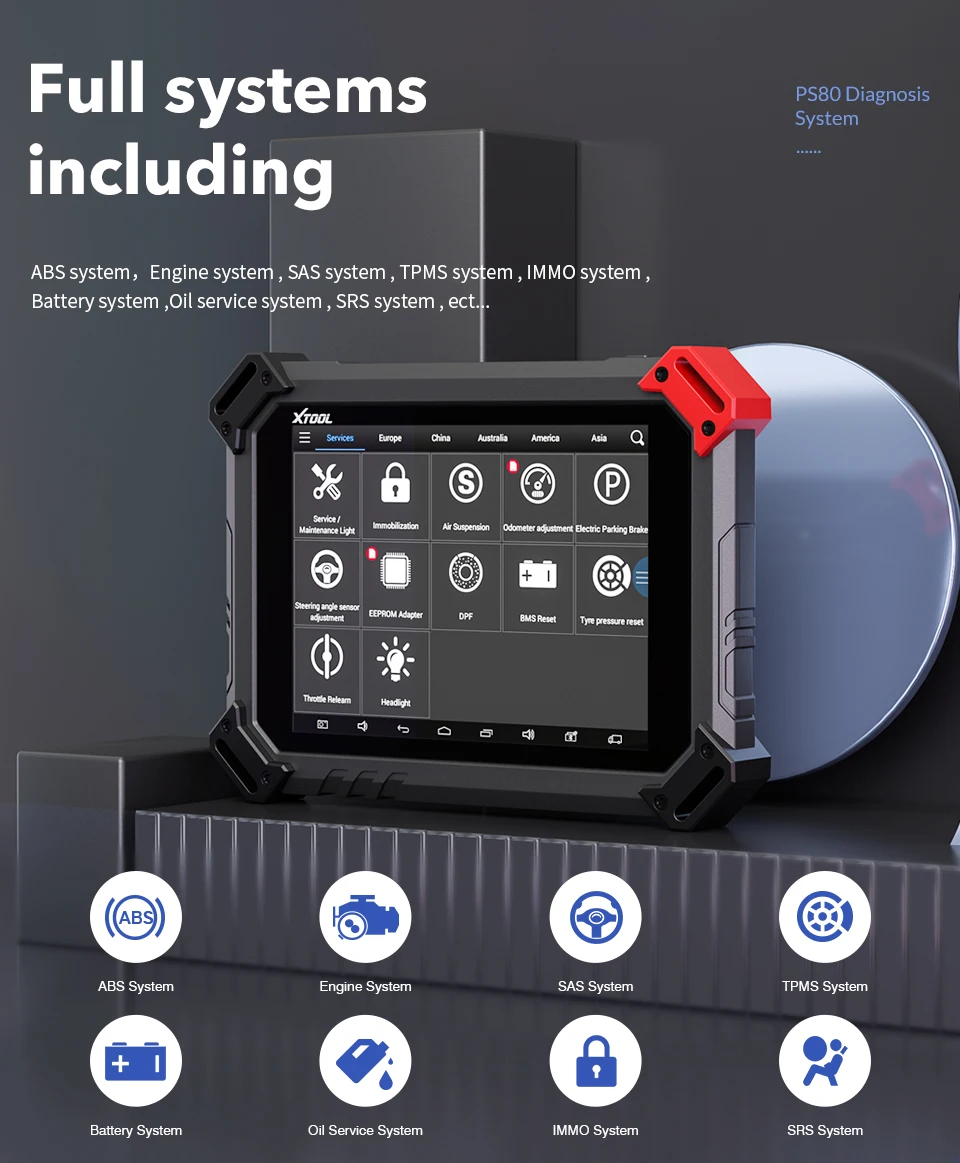 Диагностический инструмент XTOOL PS80 Lite OBD2 система полной диагностики адаптер IMMO ABS