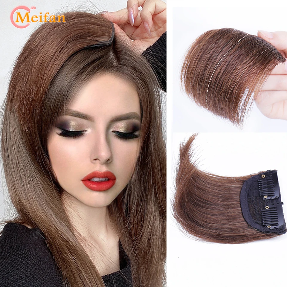 MEIFAN-almohadillas para el pelo sin costuras, sintéticas, invisibles, Clip en una pieza, extensión de cabello, forro de cabello Natural, cubierta lateral superior