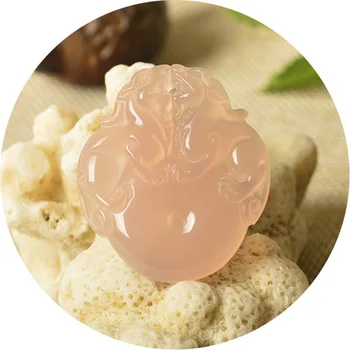 

Natural ice seed pink agate jade pendant