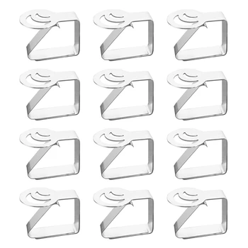 

12 Pcs Thickened Stainless Steel Tablecloth Holders Kitchen Tablecloth Clips Non-Slip Table Clips, Moon