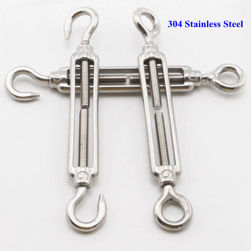 Turnbuckle Tools M5~M24 Turnbuckle 304 Stainless Steel Wire Rope Tension Device Shading Net Tarpaulin Installation DIY Tools Flange Bolt Hook