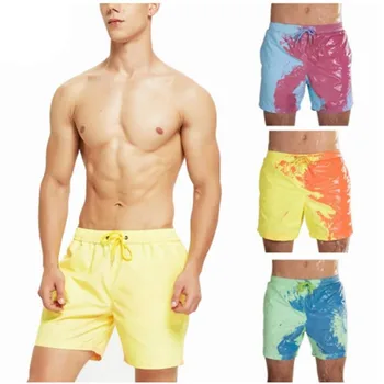 

Magical Changing Color Beach Shorts Summer Men Swimming Trunks Swimwear Quick Dry Bathing Shorts Beach Pant Drop shipping