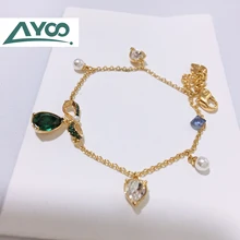 AYoo высокое качество SWA зеленый лук капли воды пирсинг браслет