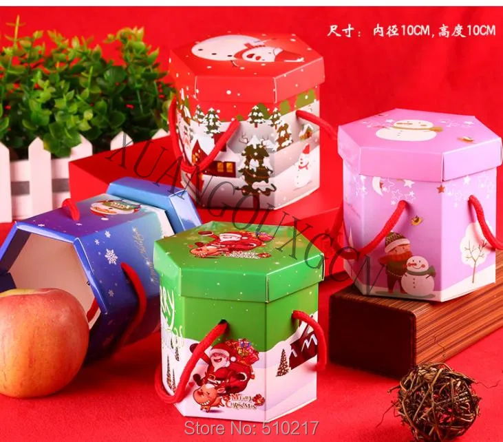 200pcs New year candy box paper apple Gift Box Santa Claus festival party favor ornament Christmas DIY Decoration ornament