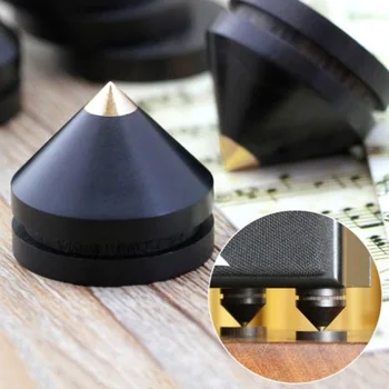 

Lot 4pc 23mm Ebony Speaker Spike Isolation Wooden Stand Foot Spike Base Tool Kit