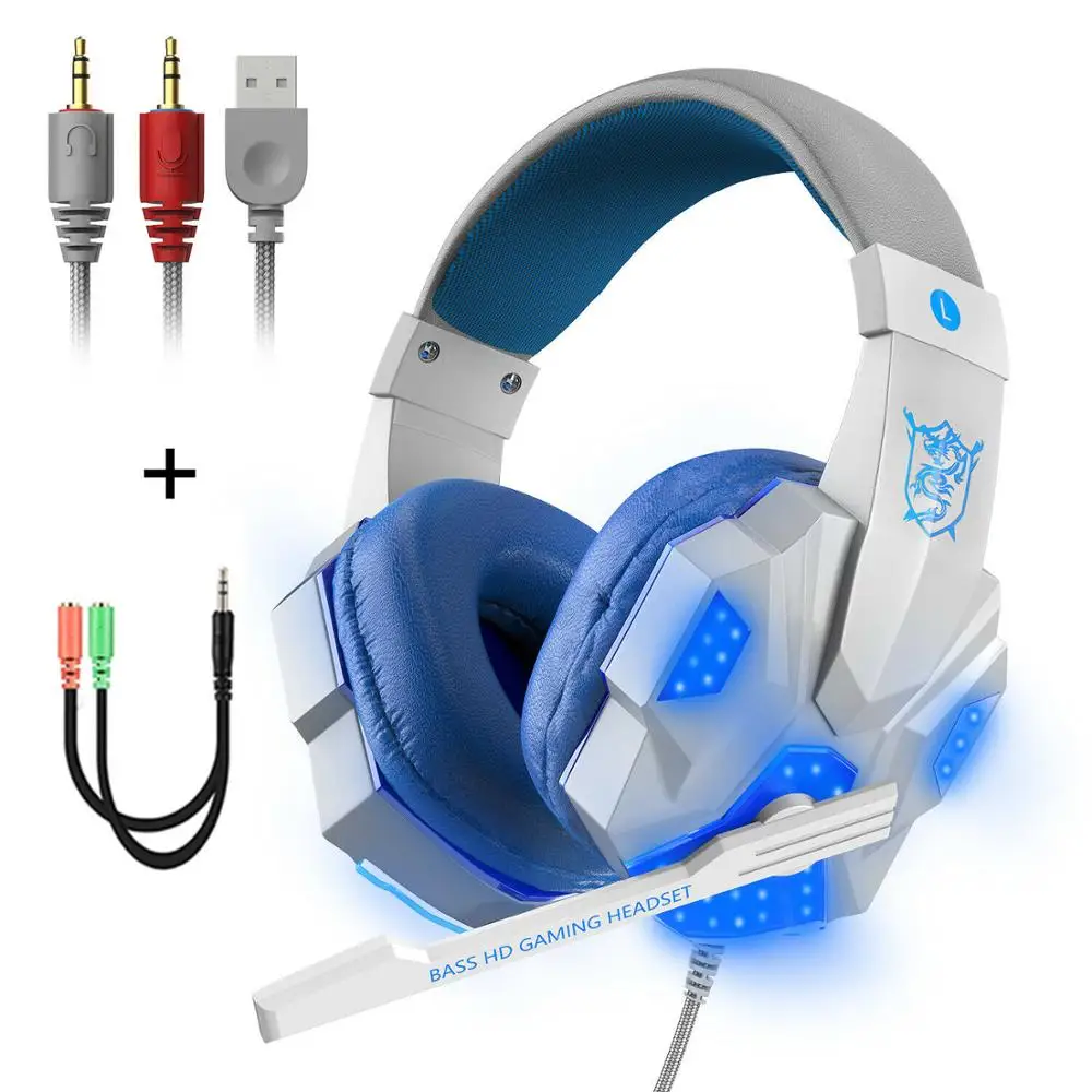 BENTOBEN Wired Gaming Headset 7.1 Surround Sound Stereo Earphones USB Microphone Breathing RGB Light For PC Gamer Headphones 