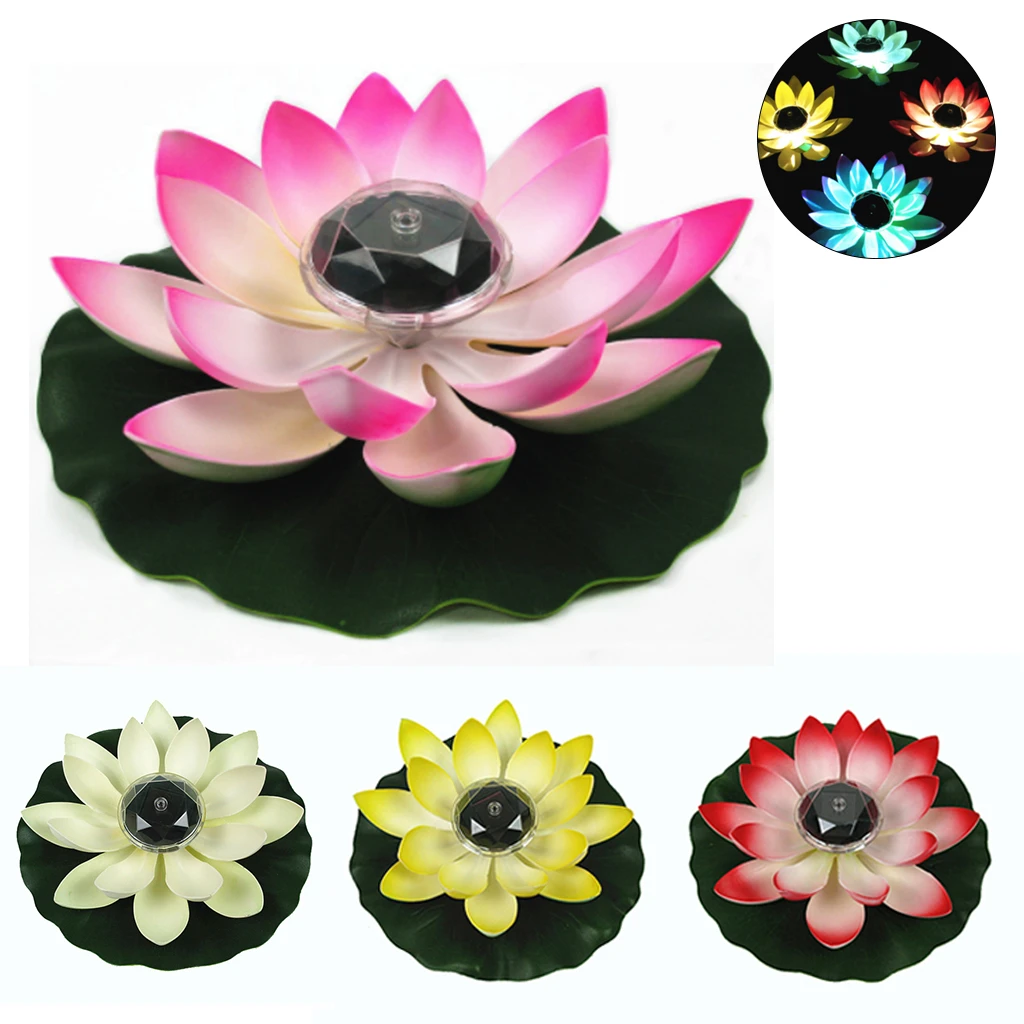 28cm Solar Rgb Led Waterproof Floating Lotus Flower Lamp Light Energy Induction Colorful Solar Garden Pond Pool Landscape Lights Artificial Dried Flowers Aliexpress