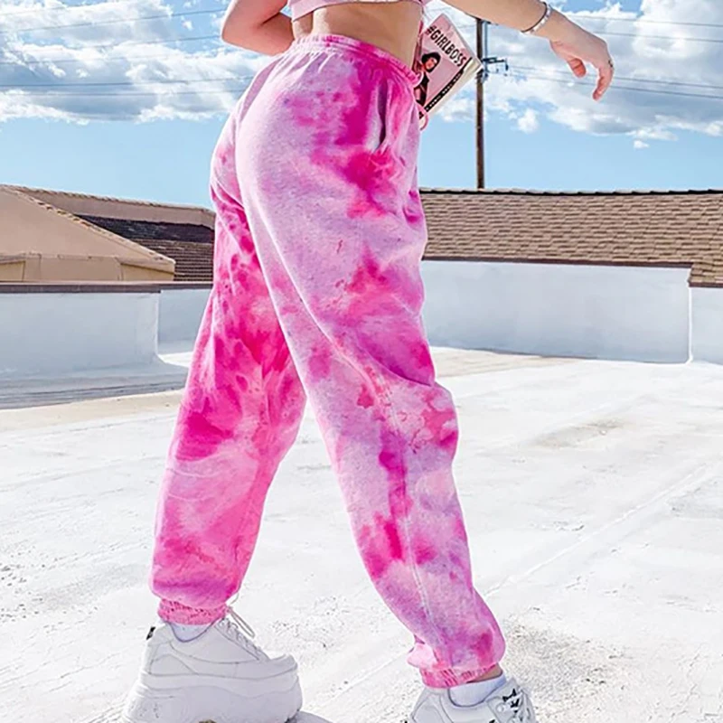 Harajuku Red Tie Dye Sweatpants Joggers Women Casual Solid Color Loose  Sweat Trousers Streetwear Elastic High Waist Harem Pants|Pants \u0026 Capris| -  AliExpress