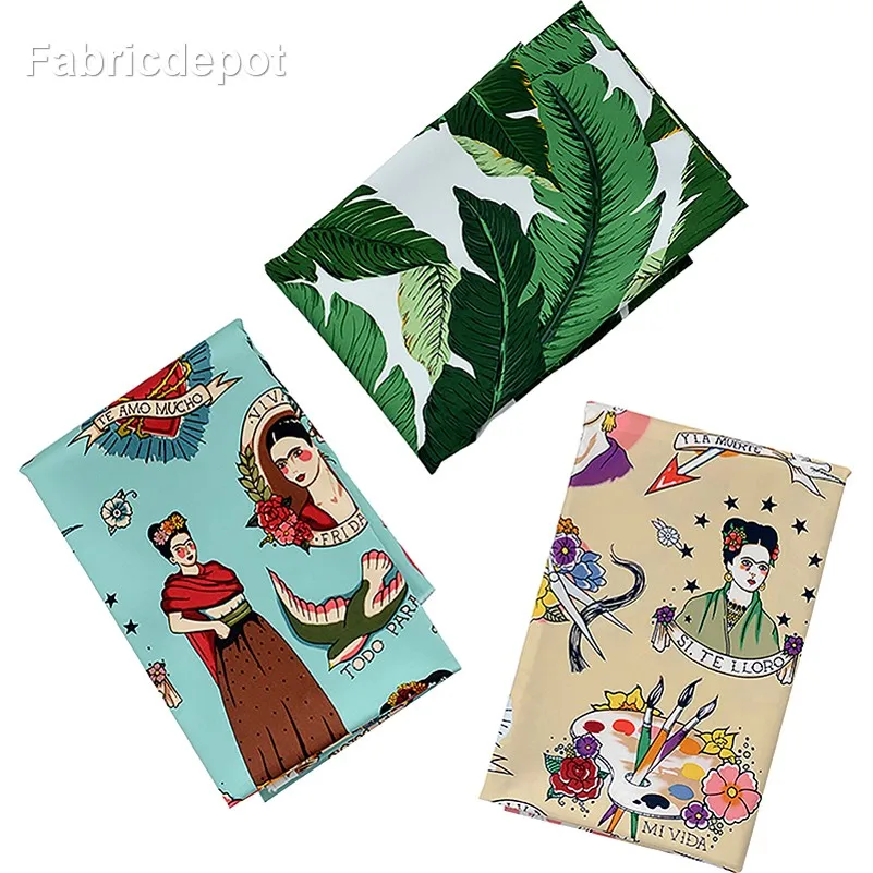 Elegant European Retro Stretch Cotton Satin Fabric - Digital Print for Sewing and Handmade Creations