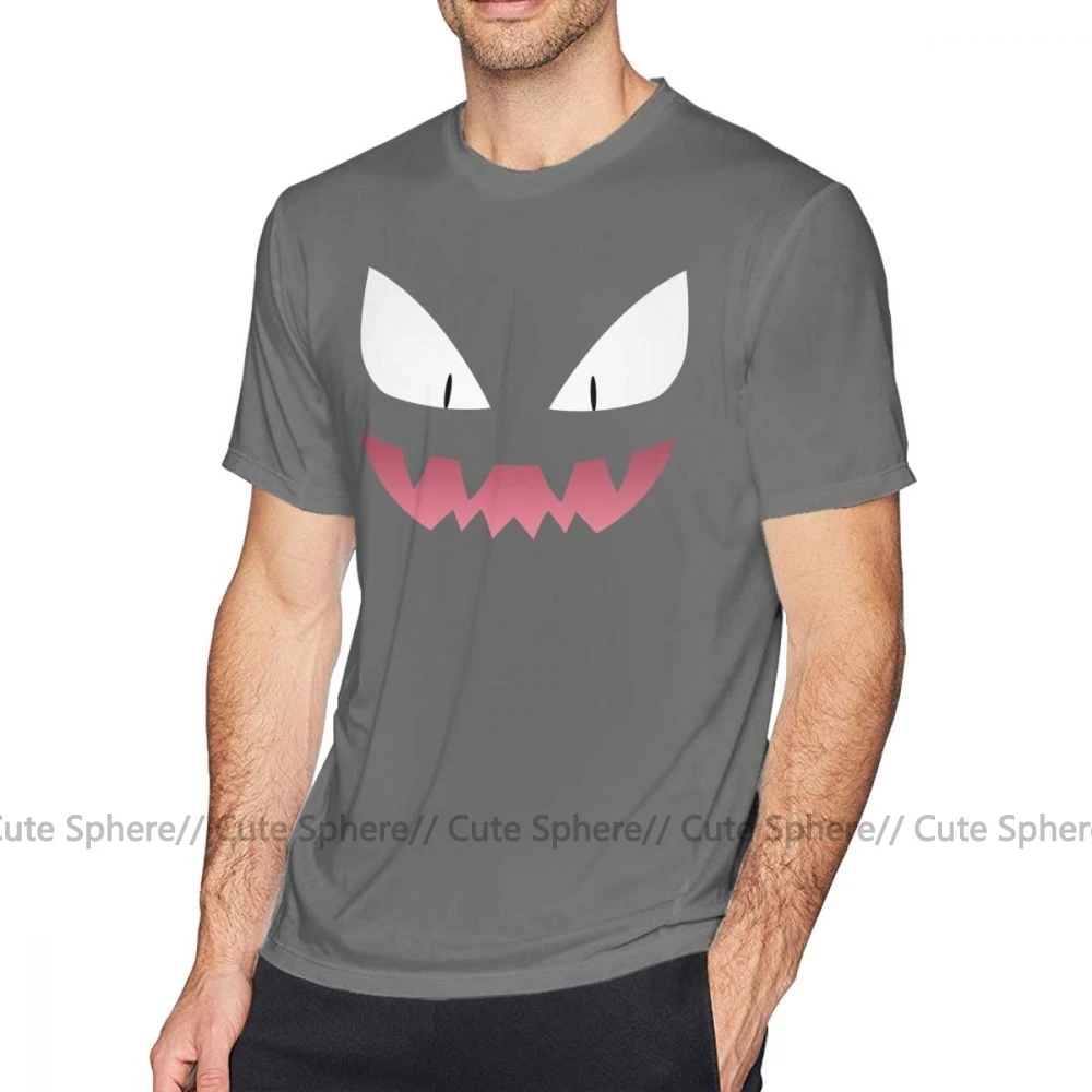 Футболка Gengar, футболка Pokemon Haunter Ghost, футболка с коротким рукавом из 100 хлопка, милая Повседневная мужская футболка с большим принтом - Цвет: Dark Grey