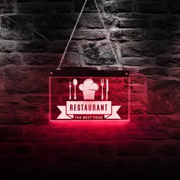 

THE BEST FOOD Restaurant Advertisement Wall Decor Lighting Display Sign LED Neon Sign Cooking Business Logo Lighting Art Kitchen
