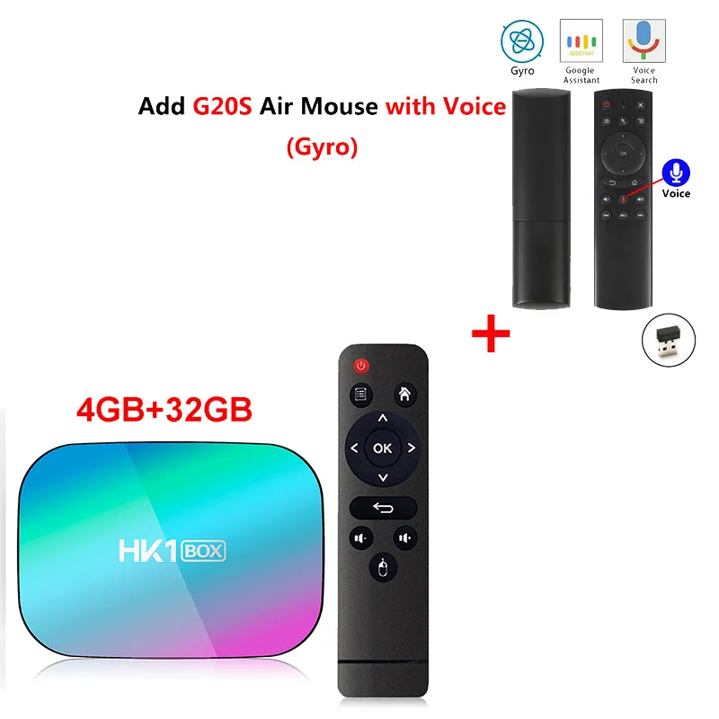 HK1 коробка Android 9,0 Smart Tv BOX Amlogic S905X3 телеприставка 4 Гб ОЗУ 32 Гб 64 Гб 128 Гб ПЗУ 2,4 ГБ+ 5G Wifi 1000M BT4.0 8k медиаплеер - Цвет: 4G32G add g20s