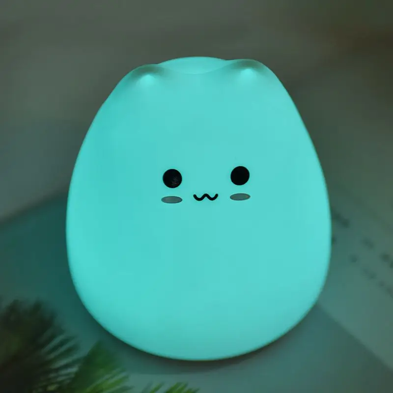 Милый мини-светильник в форме кота из мультфильма, мягкий силиконовый ночник, светильник для детей, подарки, декор для комнаты