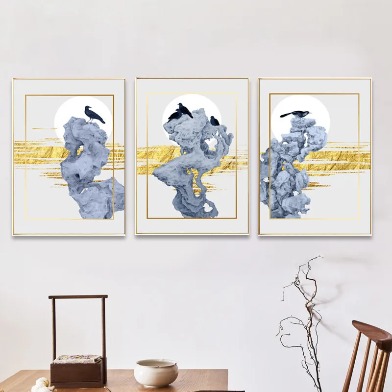 

Abstract Traditional Chinese Decorative Rock Wall Art Canvas Paintings Posters Pictures Prints For Office Living Room Home Decor