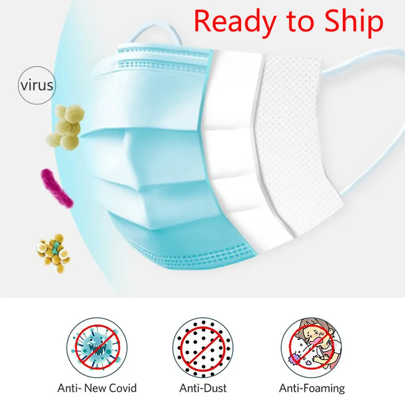 

Safe Surgical Protect Medical Masks Anti-dust 3 layer Non-woven Disposable Breathable Face Mouth Masks Anti Pollution 50pcs/box