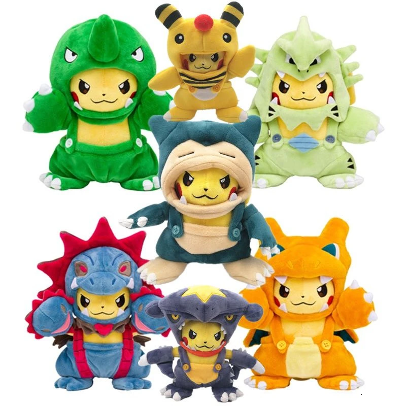 Peluche de Pikachu de 20-25cm para Cosplay, tiranitar, Hydreigon, Charizard, Snorlax, amfaros, garchump