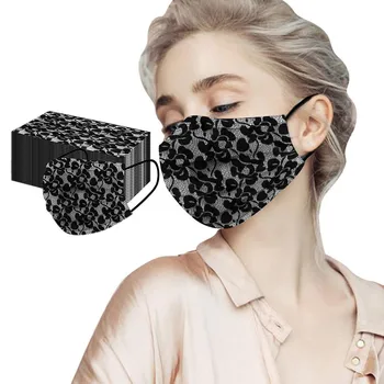 

50PCS Unisex Mascarillas Masque Headband Solid Lace Disposable Mask Mouth Face Windproof Face Product Mask Masque lavable