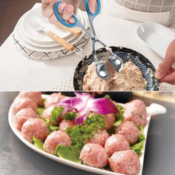 

Meat Baller,2 Pcs Stainless Steel Meat Baller Tongs With Detachable Rubber Grips Cake Meatball Maker Ice Tongs Cookie Dough Sco