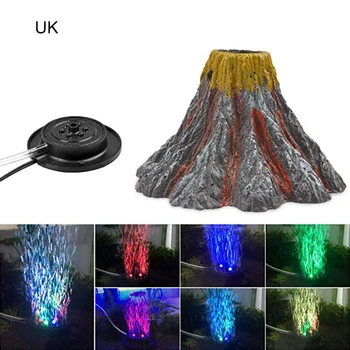 

Aquarium Volcano Ornament Kit Air Bubbler Decorations for Fish Tank with LED Light Multi-colored Novel