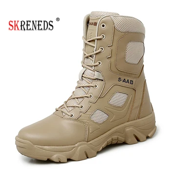 

Military Tactical Mens Boots Special Force Leather Waterproof Desert Combat Ankle Boot Army Work Men's Shoes Plus Size 39-47