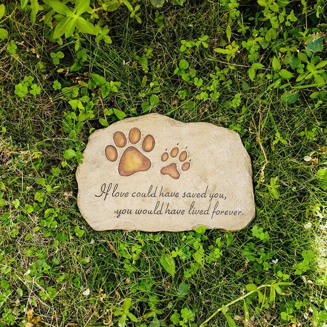Resin Pet Memorial Stone Outdoor Dog Grave Marker Puppy Tombstone