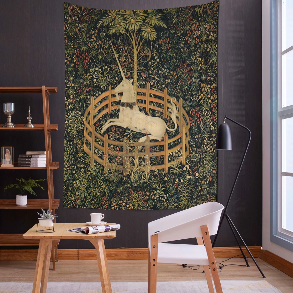 The Unicorn In Captivity Wall Tapestry Cover Beach Towel Picnic Yoga Mat Home Decoration Animal Wall Covering