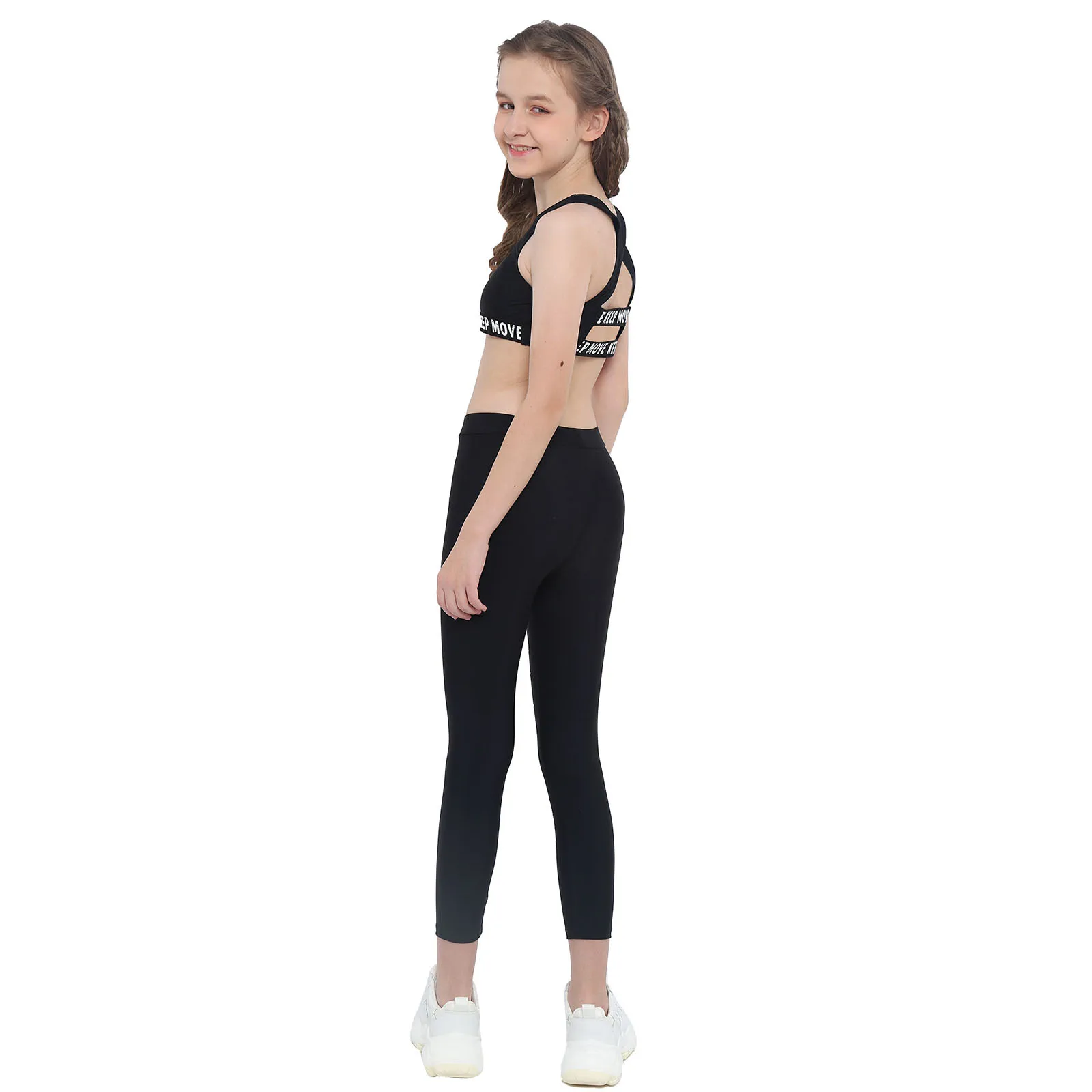 inhzoy Kids Big Girls Striped Side Stretchy Sports Pants Running Leggings Yoga Workout Sweatpants Casual