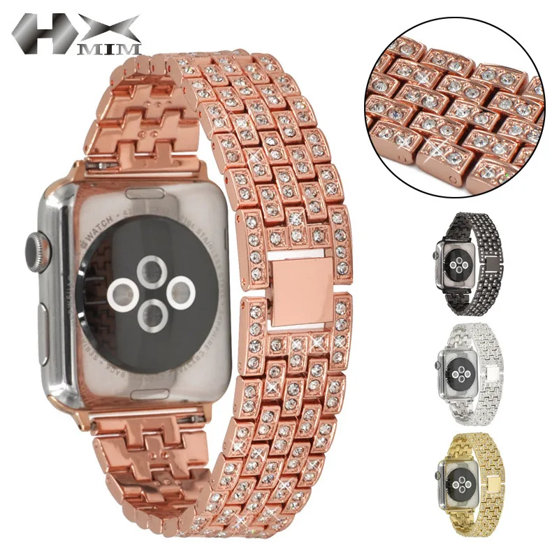 Новинка для Apple, Алмазный ремешок для iwatch4, 3, 2, 1, металлический, полностью бриллиантовый, стальной, сплав, ремешок для женщин, умный ремешок, 44 мм, 42 мм, 40 мм, 38 мм