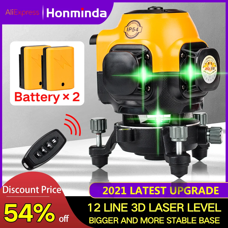 16/12 Lines 4D/3D Laser Level Green Line Self-Leveling 360 Horizontal And Vertical Super Powerful Beam | Инструменты