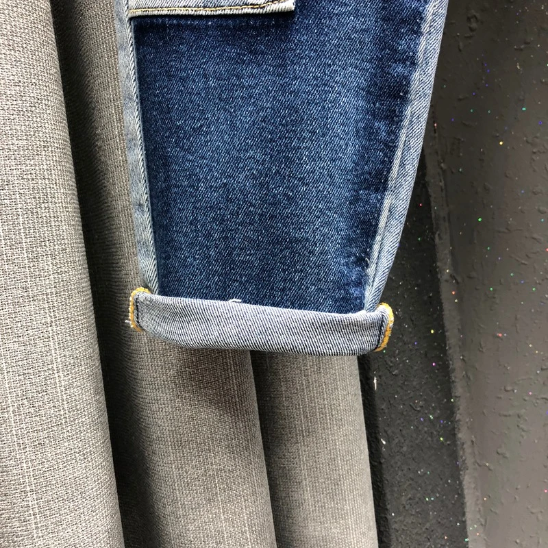 Слегка эластичные джинсы Mujer, размера плюс, женские брюки, джинсы большого размера, деним, с заплатками, с манжетами, узкие женские джинсы, ZH193