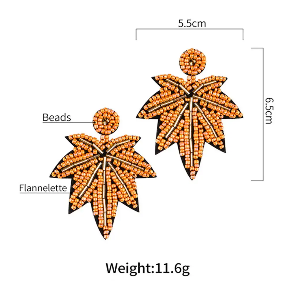 MANILAI, богемные серьги в виде листьев из полимерных бусин, женские серьги ручной работы в виде кленового листа, большие серьги, этнические украшения, массивные серьги
