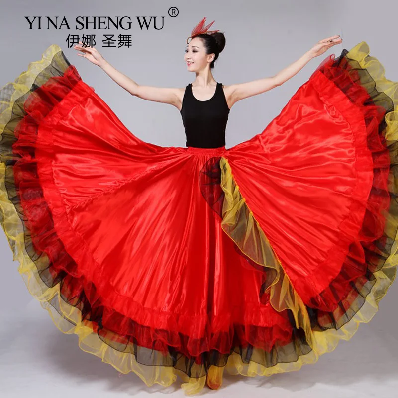 

Adult Women Lady Belly Dance Costumes Spanish Bullfighting Dance Skirt Opening Dance Red Big Swing Skirt Performance Gypsy Wear