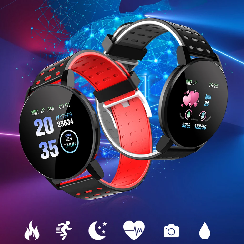 119Plus Smart Watch Heart Rate Blood Pressure Health Waterproof Smart Bluetooth Wristband Fitness Tracker For Android IOS