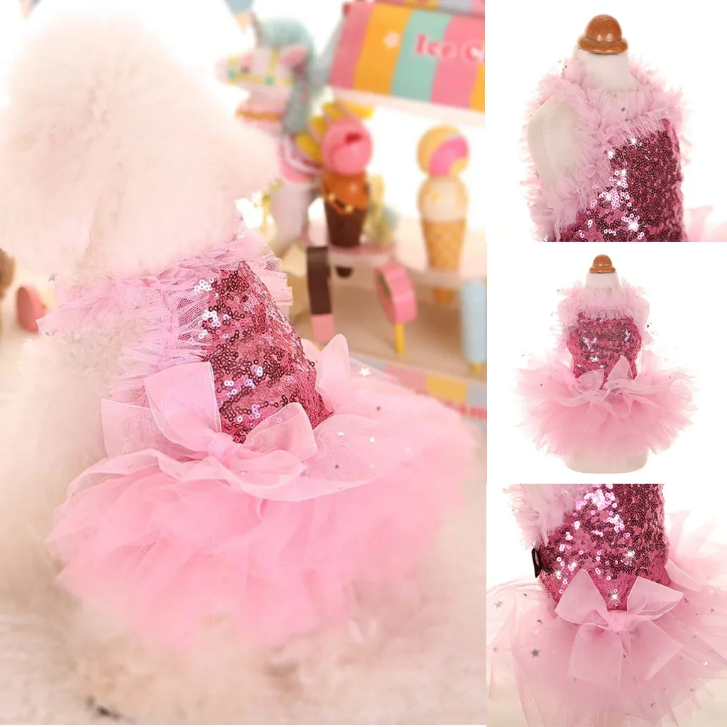 Clothes For Pets Princess skirt With Stuffed Puppy Print with Lace Small Dogs Winter Chihuahua Tshirt Vest |