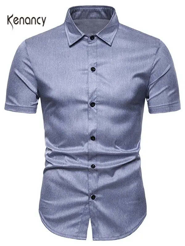 Футболка Hemiks мужская с коротким рукавом Однотонная рубашка отложным воротником