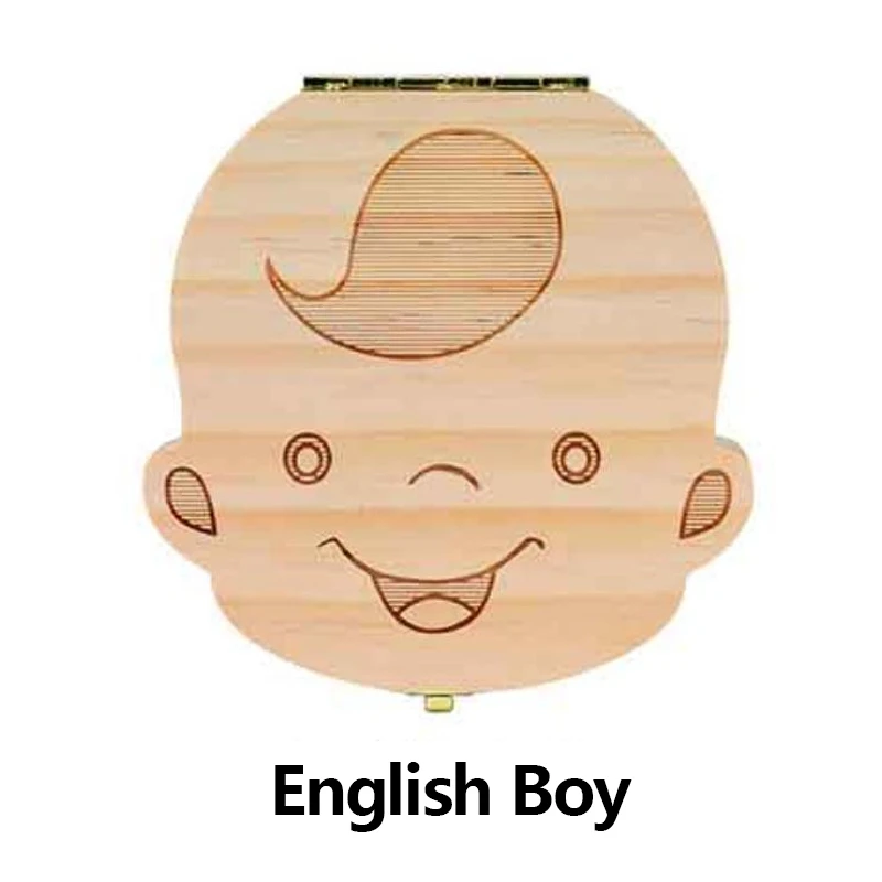English Boy Детская деревянная коробка с лиственными зубьями, органайзер для хранения зубов в английском стиле для мальчиков и девочек, сувенир для сохранения пуповины - Цвет: English Boy
