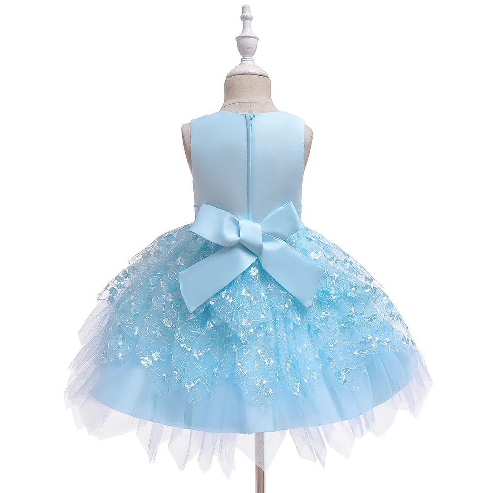 Летнее платье-пачка для маленьких принцесс детское элегантное кружевное платье без рукавов платье с цветочным узором для девочек на свадьбу, день рождения