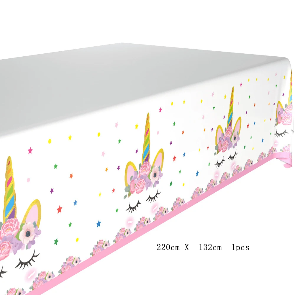 Набор для декорации дня рождения единорога, одноразовый набор столовых приборов, чашки единорога, тарелки, салфетки, детские вечерние принадлежности на день рождения, Unicornio, новинка