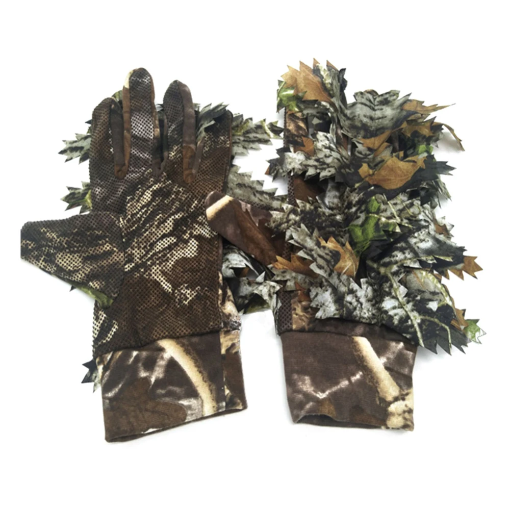 

1 Pair Fishing Hunting 3D Leaf Camouflage Hunting Gloves Keep Warm Camping Cycling Outdoor Sport Fishing Equipment