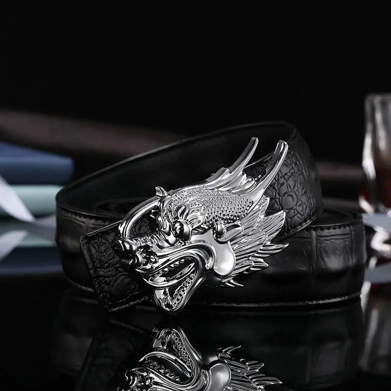2019 Designer Belts Men High Quality Smooth Dragon Buckle Crocodile Leather Waist Belt Chinese Ceinture Homme | Аксессуары для