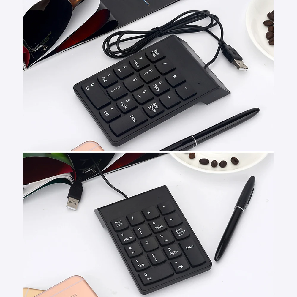 Миниатюрная цифровая клавиатура с цифрами и 18 клавишами проводная USB тонкая Для