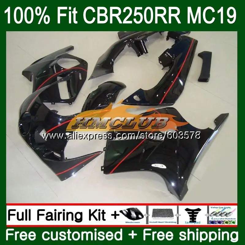 Injection Body For HONDA CBR 250RR 250R CBR250RR 1988 1989 94CL.54 CBR 250 RR MC19 CBR250 RR 88 89 OEM Fairings Gloss Black
