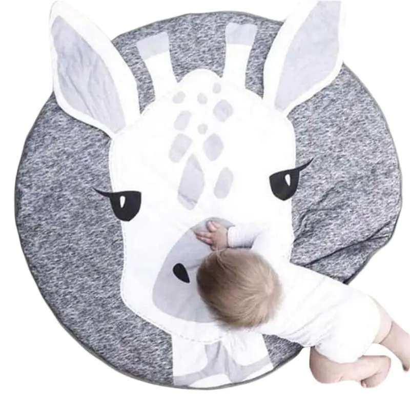 

2019 New Cartoon Giraffe Animal Baby Kids Crawling Game Pad Round Floor Play Mat Children Room