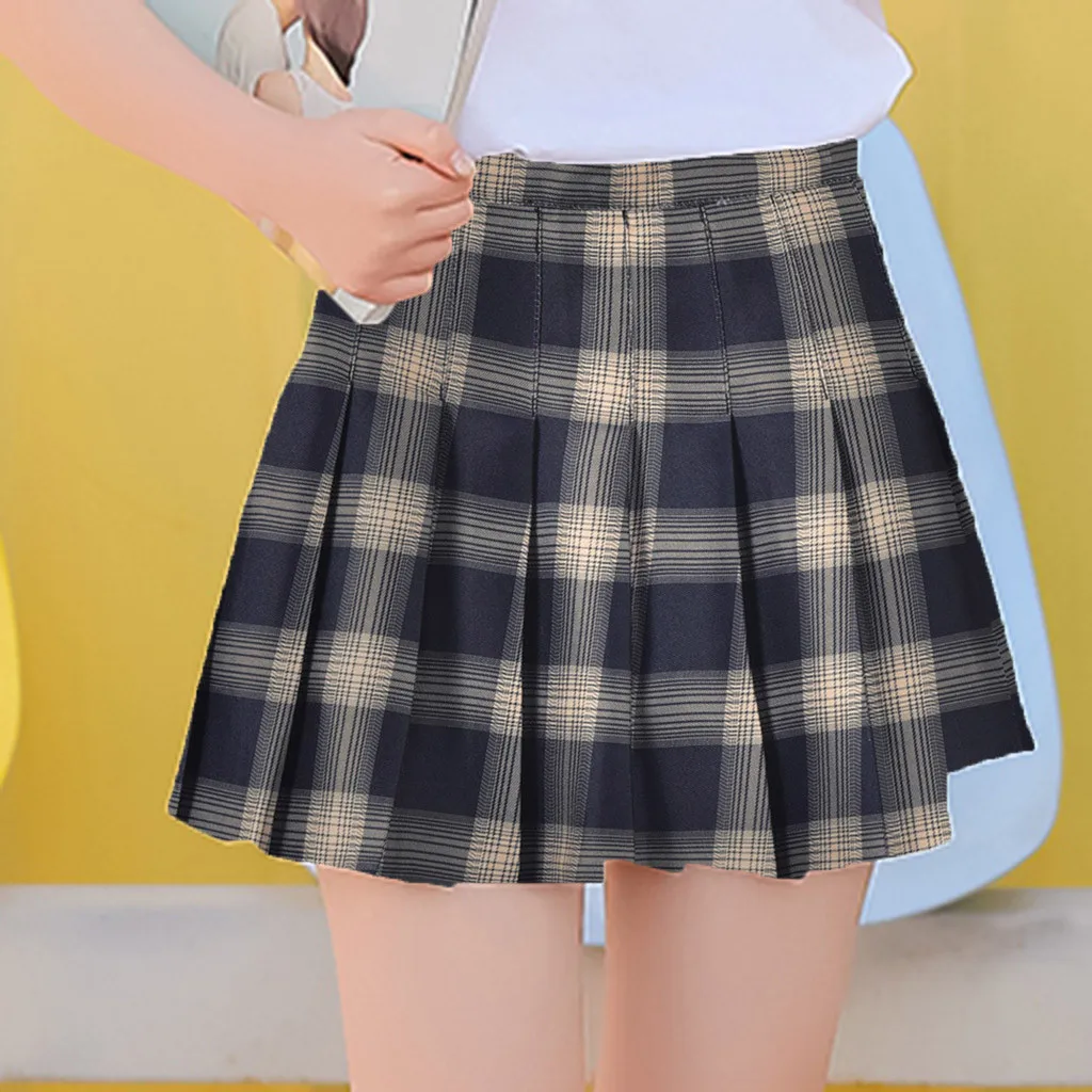 Feitong Женская Повседневная дикая клетчатая юбка колледж Ветер шифоновая плиссированная юбка Мини Сексуальная плиссированная юбка плюс размер юбка# g40