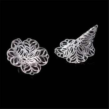 

DoreenBeads Copper Beads Caps Morning Glory Flower Silver Plated (Fit Beads Size: 18mm Dia.) 28mm(1 1/8") x 24mm(1"), 10 PCs