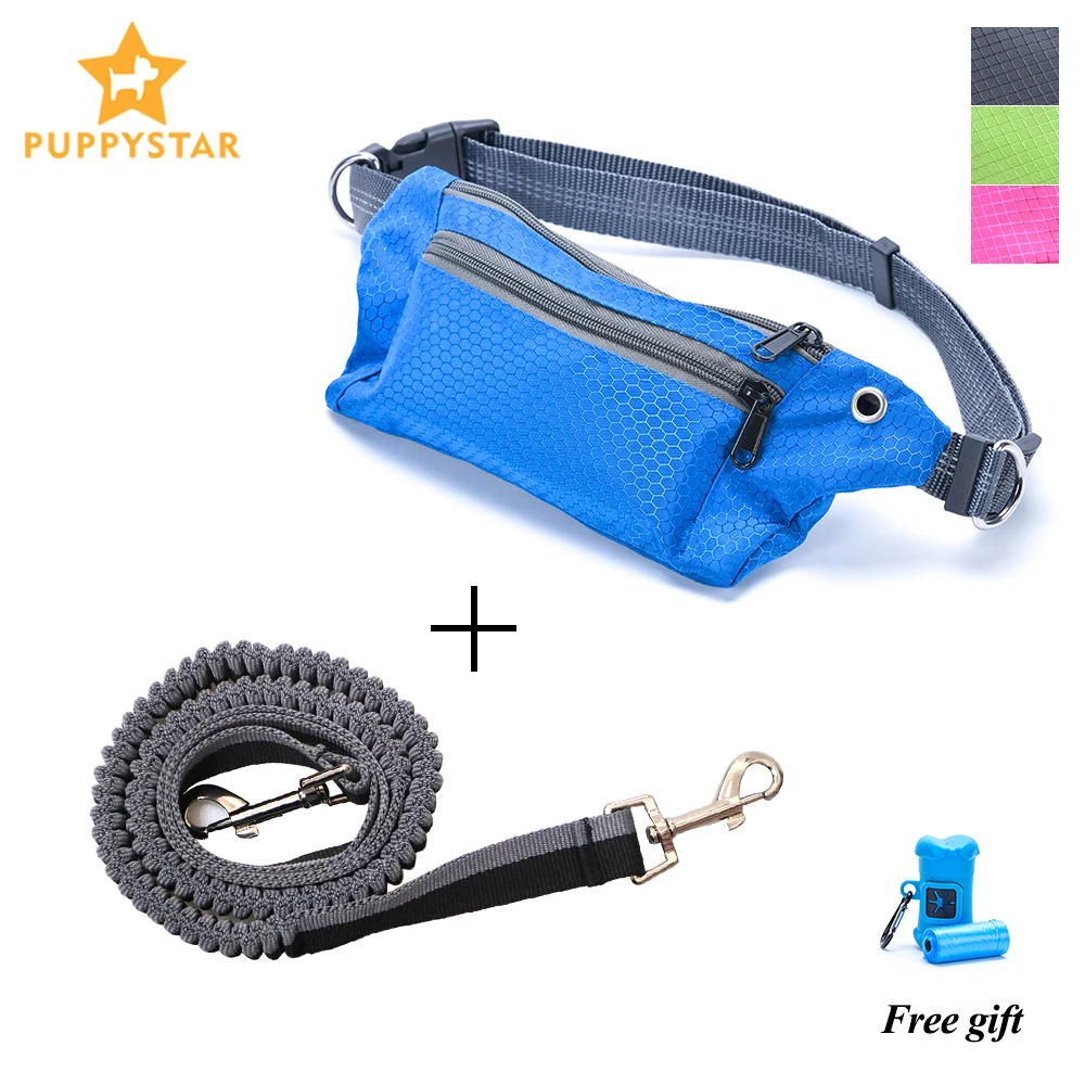 

Retractable Hands Free Dog Leash With Waist Pouch Bags Pet Small Dog Elastic Belt Sports Running Leash Set PG001